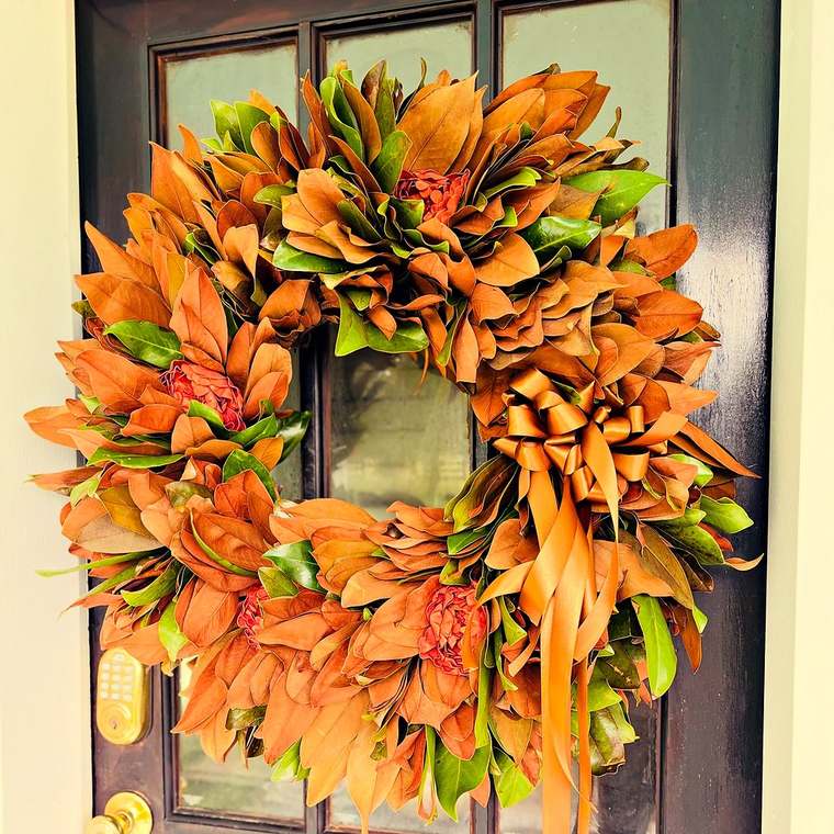 Magnolia & peony door wreath