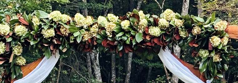 Garland across the ceremony arch